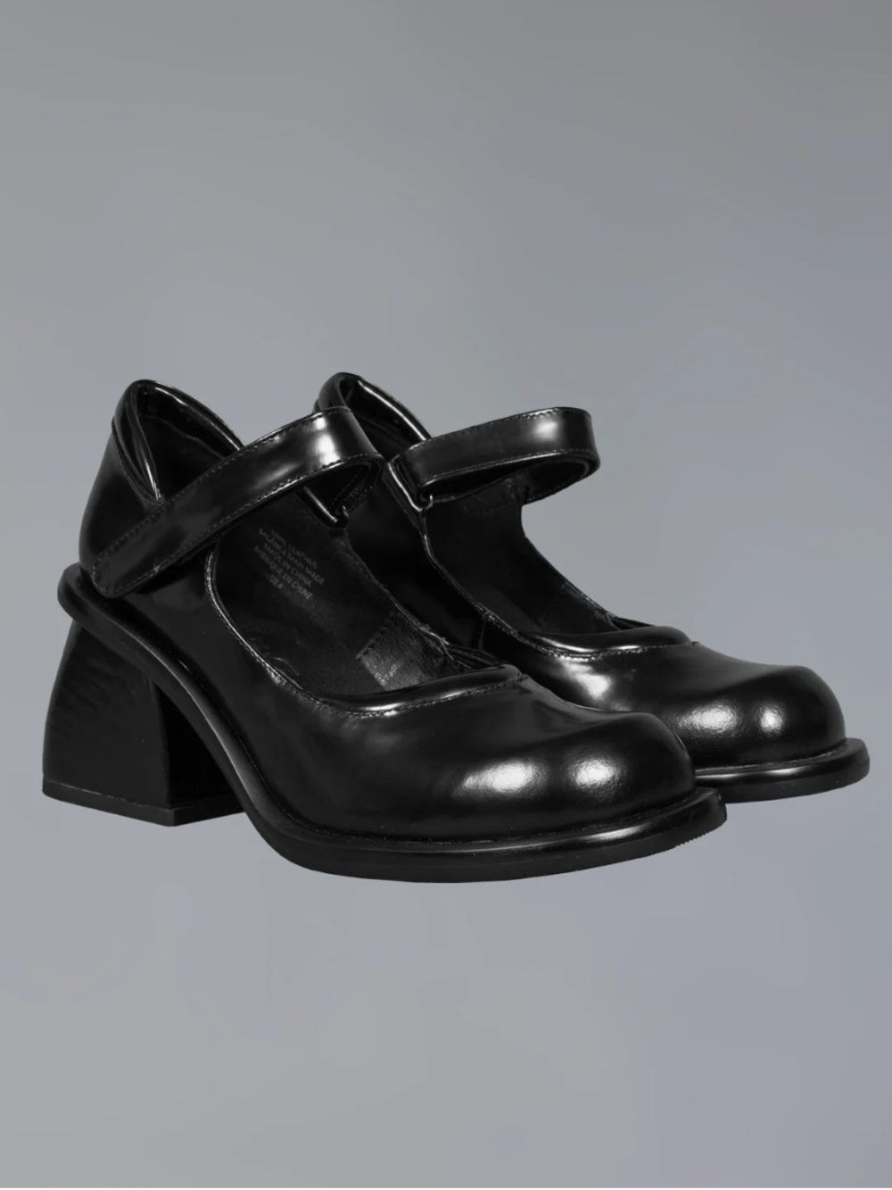 UNIF Grunge Y2K Dot Leather Chunky 90's Heel Mary Janes Shoes Sz:7 Black